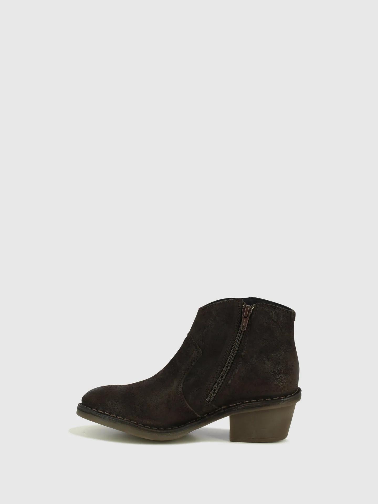 Dark Brown Zip Up Ankle Boots