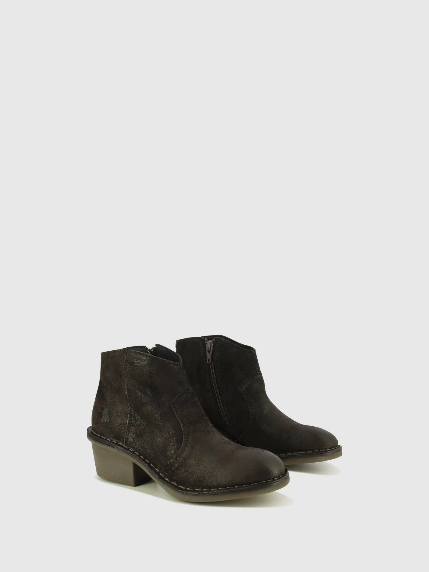 Dark Brown Zip Up Ankle Boots
